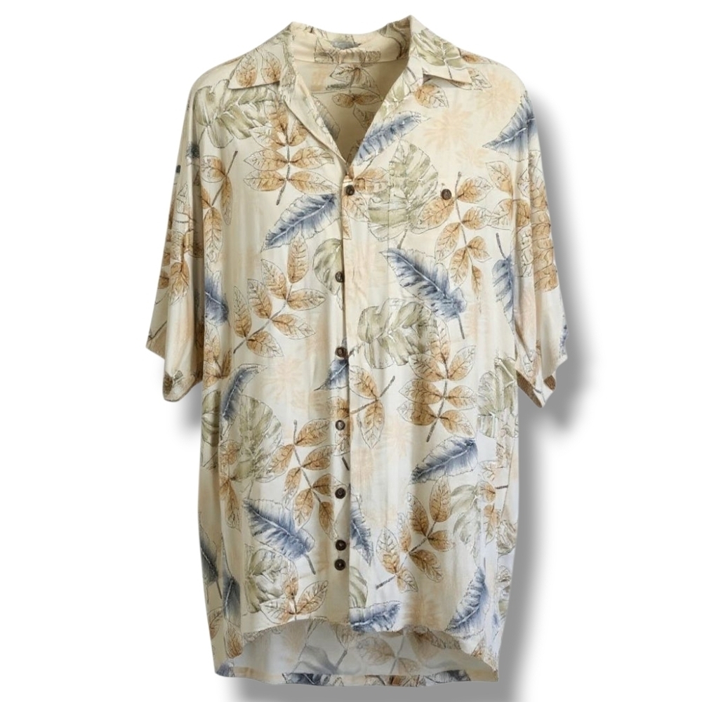 Campia Moda Men’s Tropical Hawaiian Print Button-Up Shirt Medium Rayon